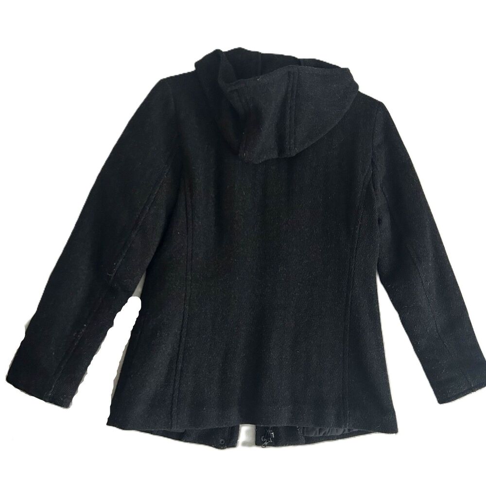 GAP Hooded Wool-Blend Coat – Black, Size Women's XS - Picture 2 of 3